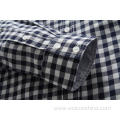 Classic Dark Blue White Checkered Men's Shirt